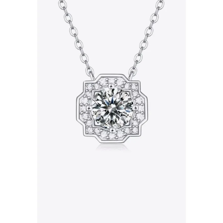 1 Carat Moissanite Flower Shape Pendant Chain Necklace