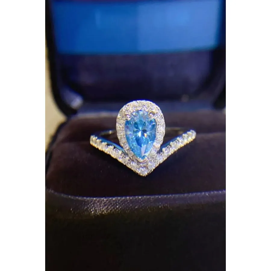 1 Carat Pear Shape Moissanite Heart Ring