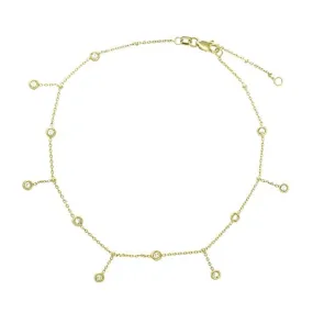 14K DANGLE CZ ANKLET