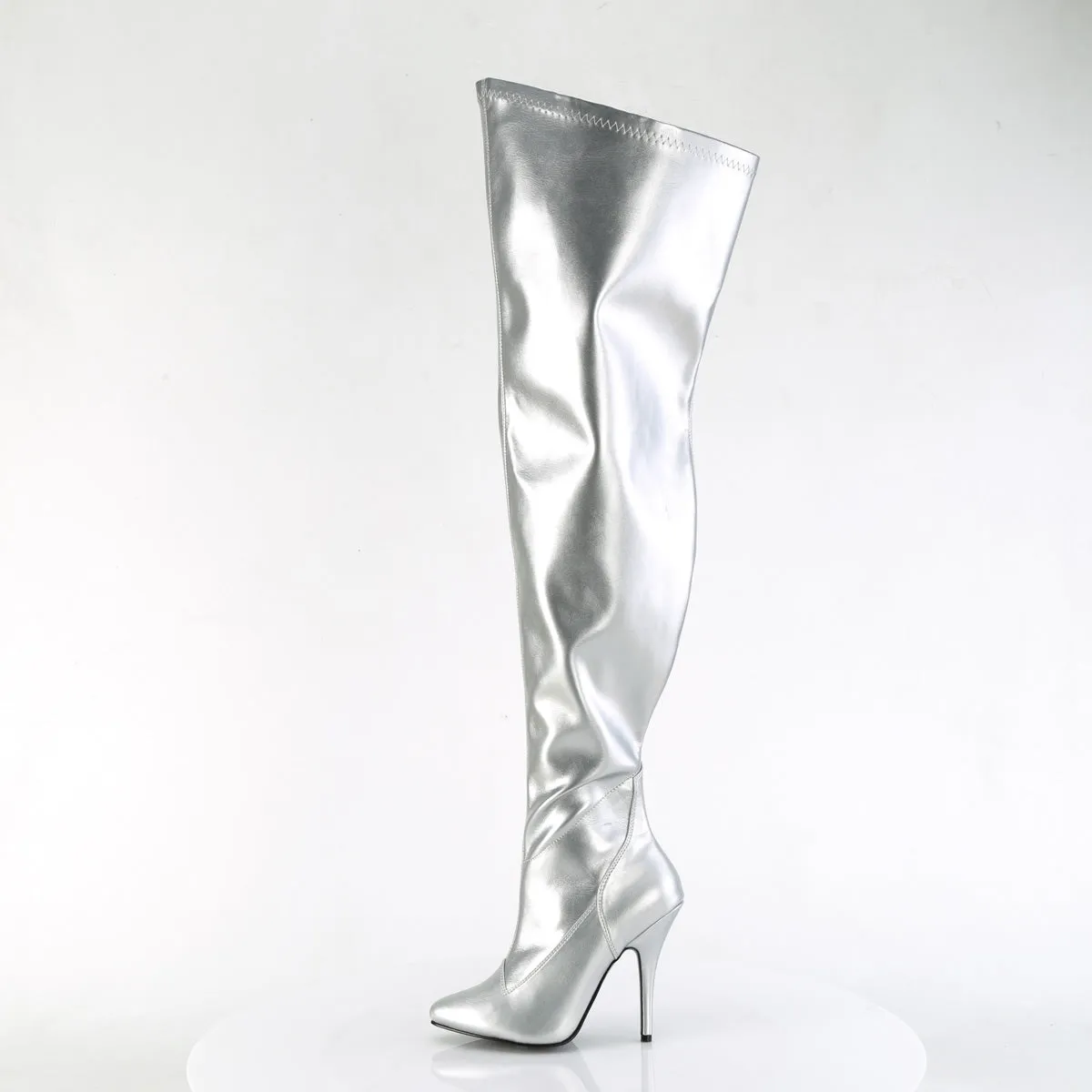 5 Inch Heel SEDUCE-3000WC Silver Stretch Metallic