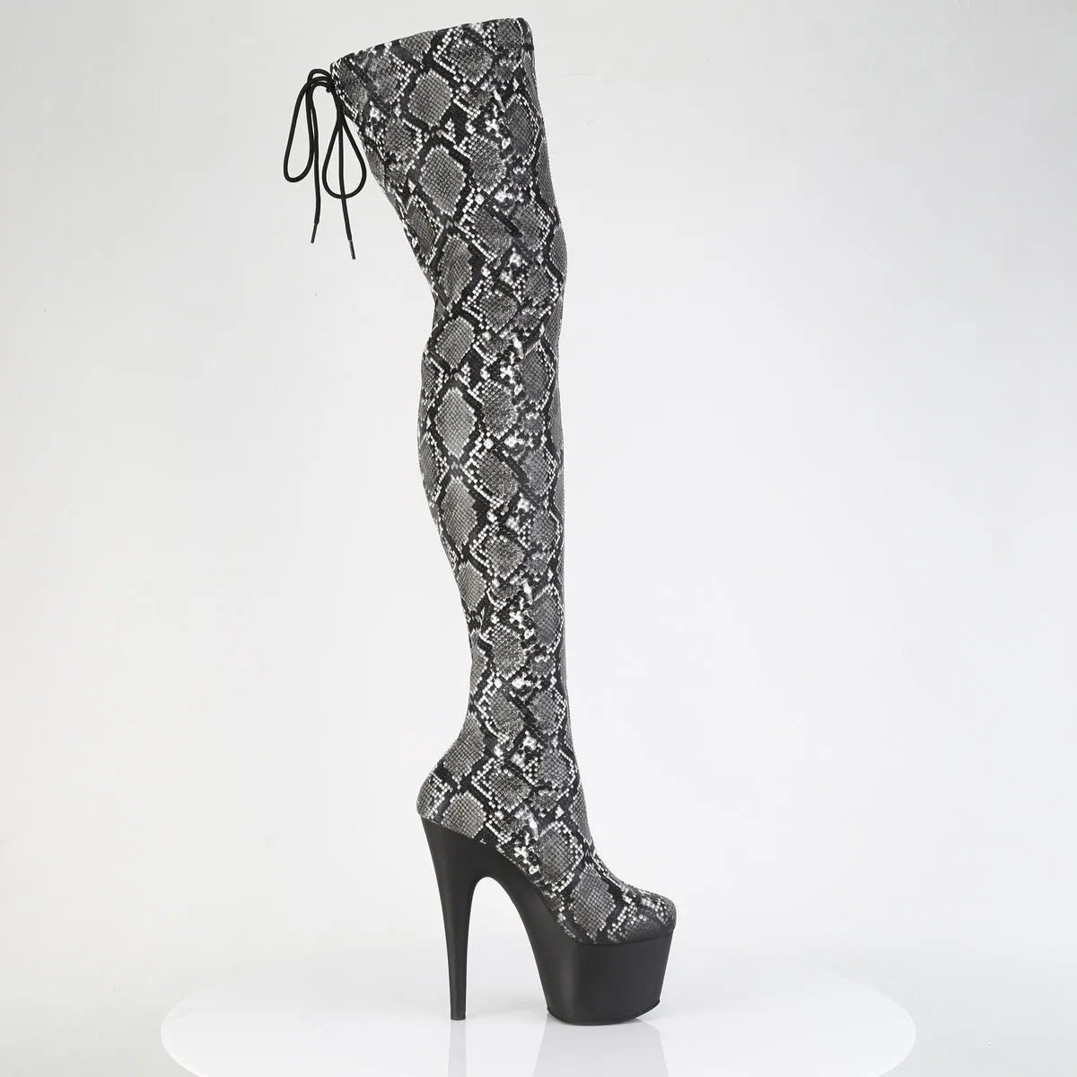 7 Inch Heel ADORE-3008SP-BT Grey Black Snake Print