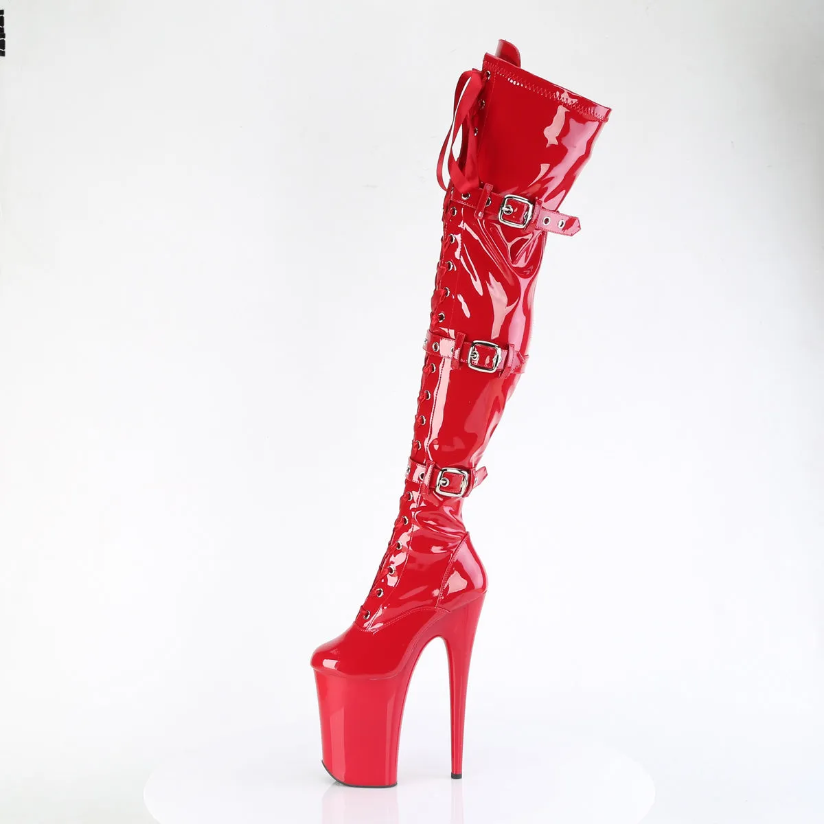 9 Inch Heel INFINITY-3028 Red Stretch Patent