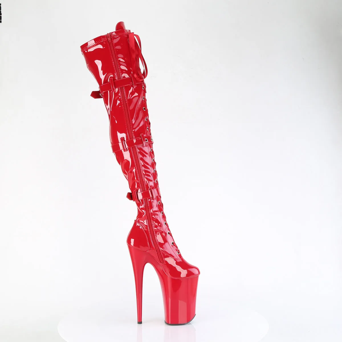 9 Inch Heel INFINITY-3028 Red Stretch Patent