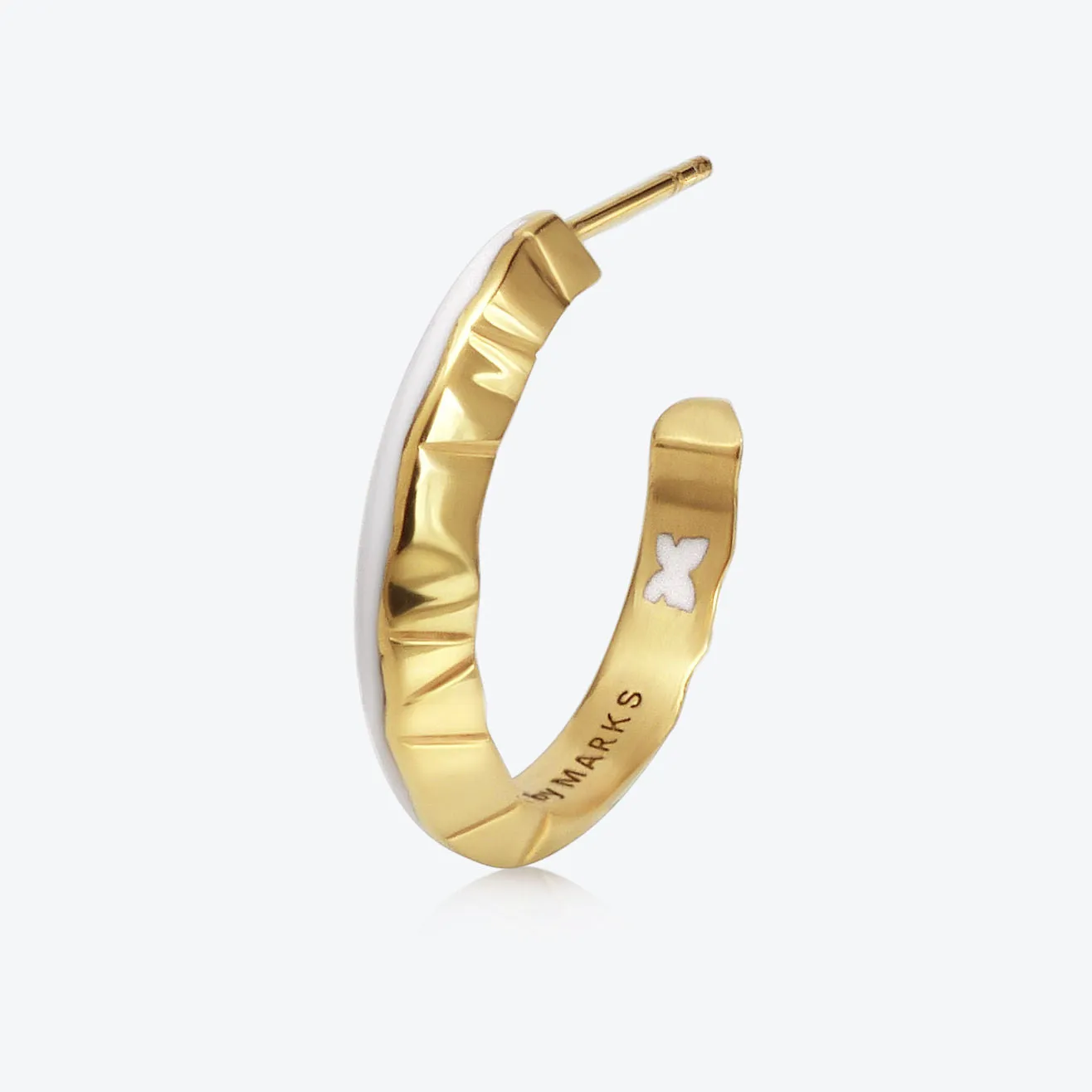 A.Iceberg SM 18K Gold Hoops w. White enamel