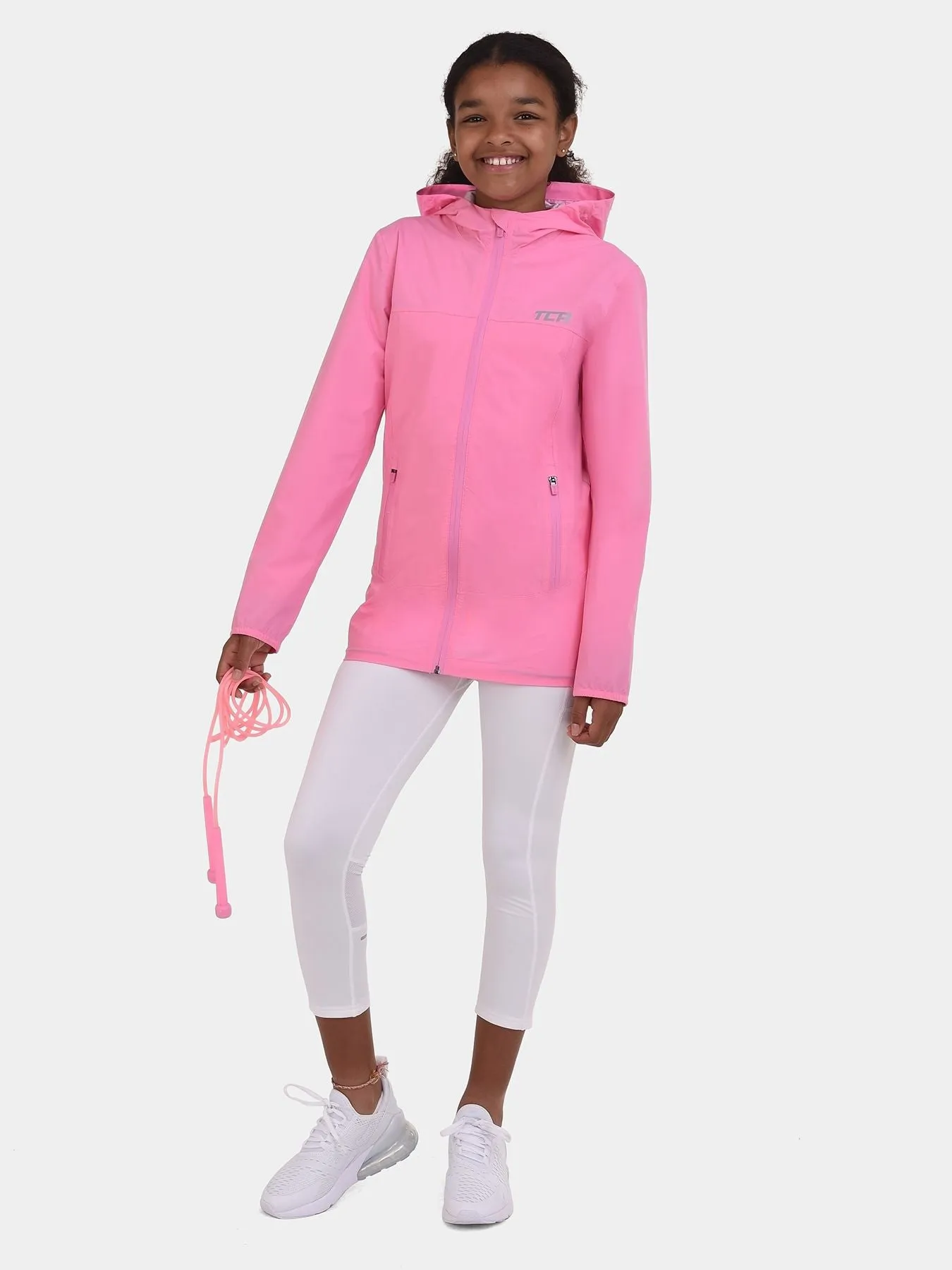 AirLite 2.0 Hooded Waterproof Rain Jacket For Girls With Side & Internal Zip Pockets & Reflective Strips