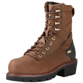 Ariat Men's Powerline 8 Soft Toe WP Logger Work Boot - Brown - 10018563