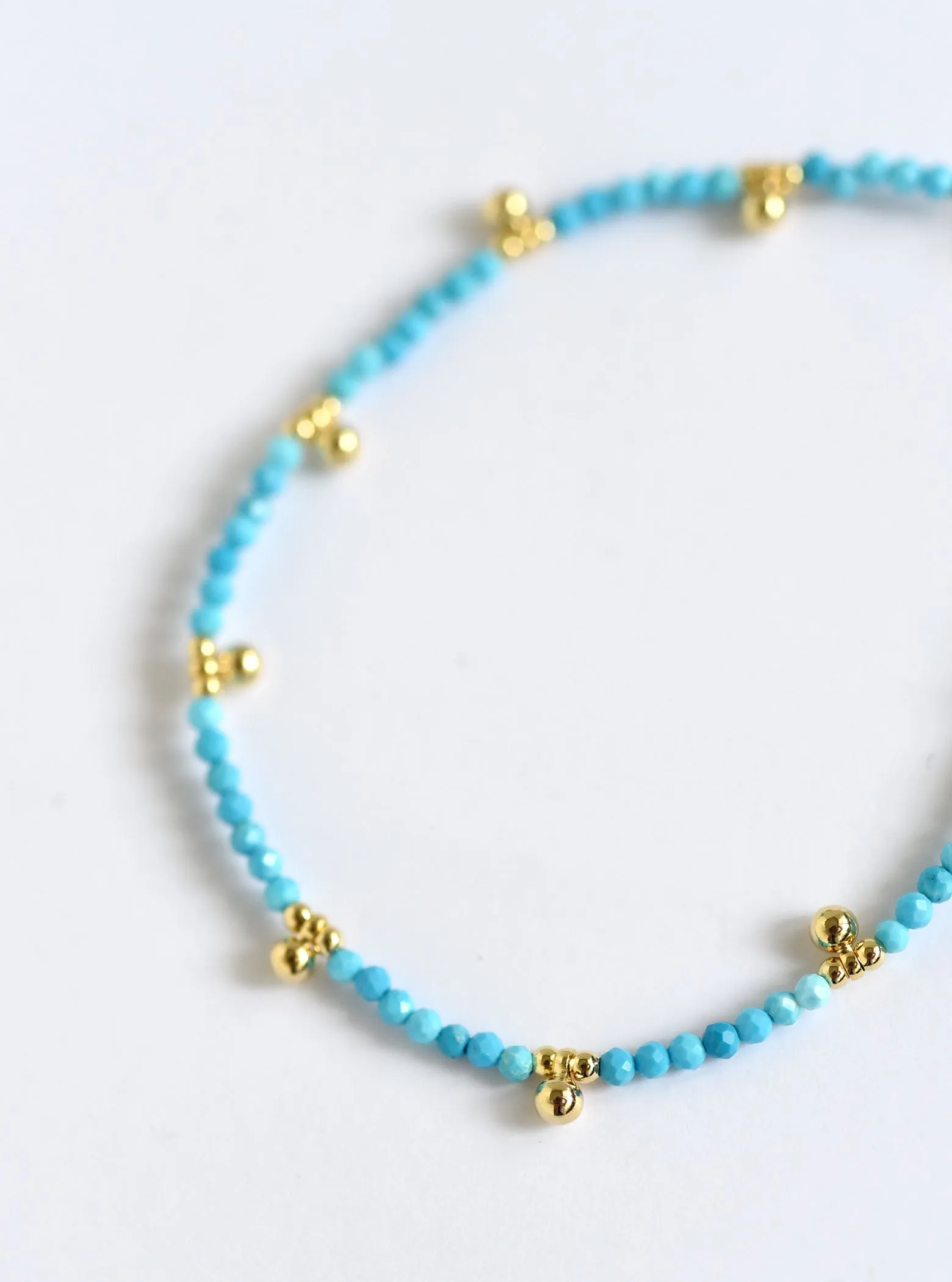 Beaded Anklet Dangling Gemstone