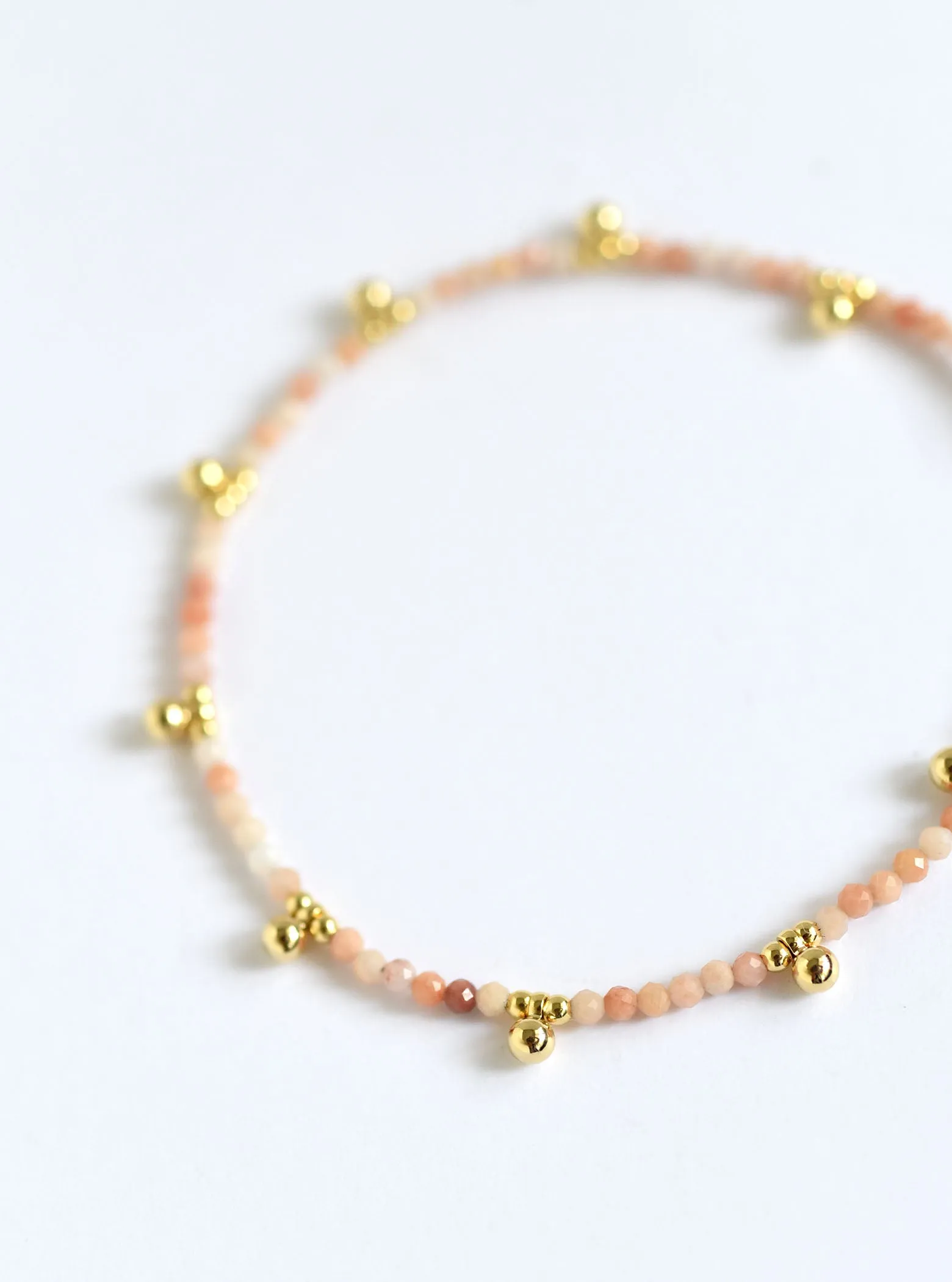 Beaded Anklet Dangling Gemstone