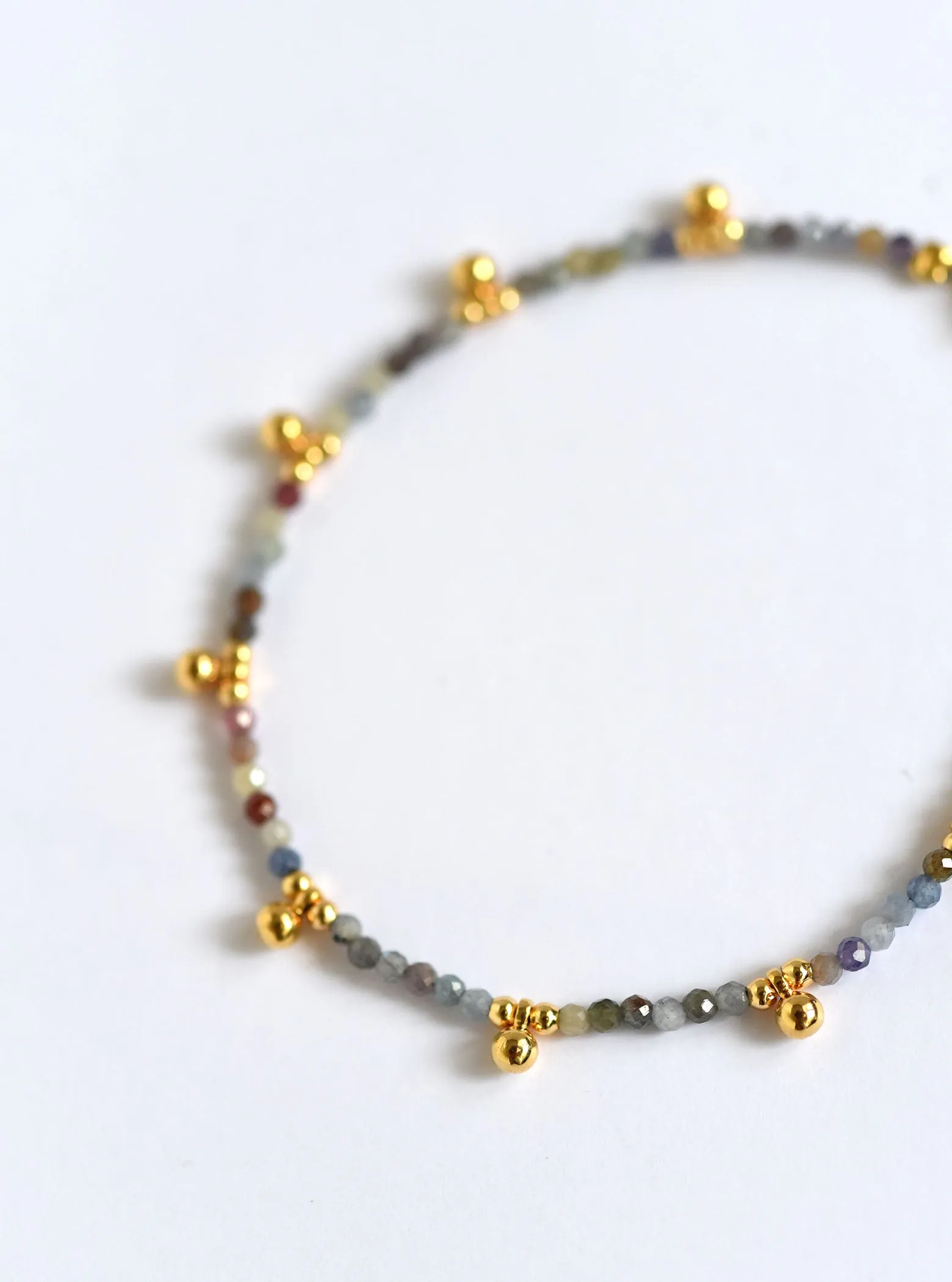 Beaded Anklet Dangling Gemstone