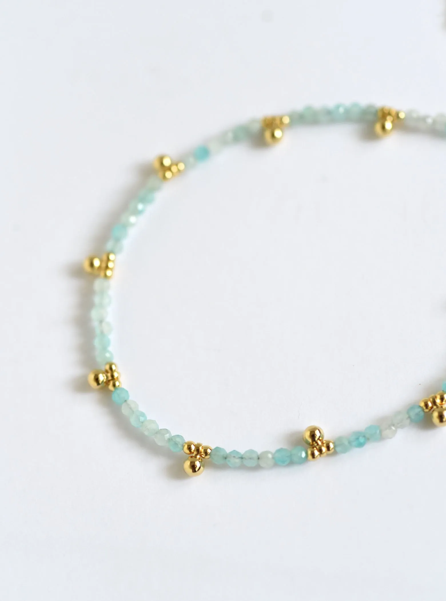 Beaded Anklet Dangling Gemstone