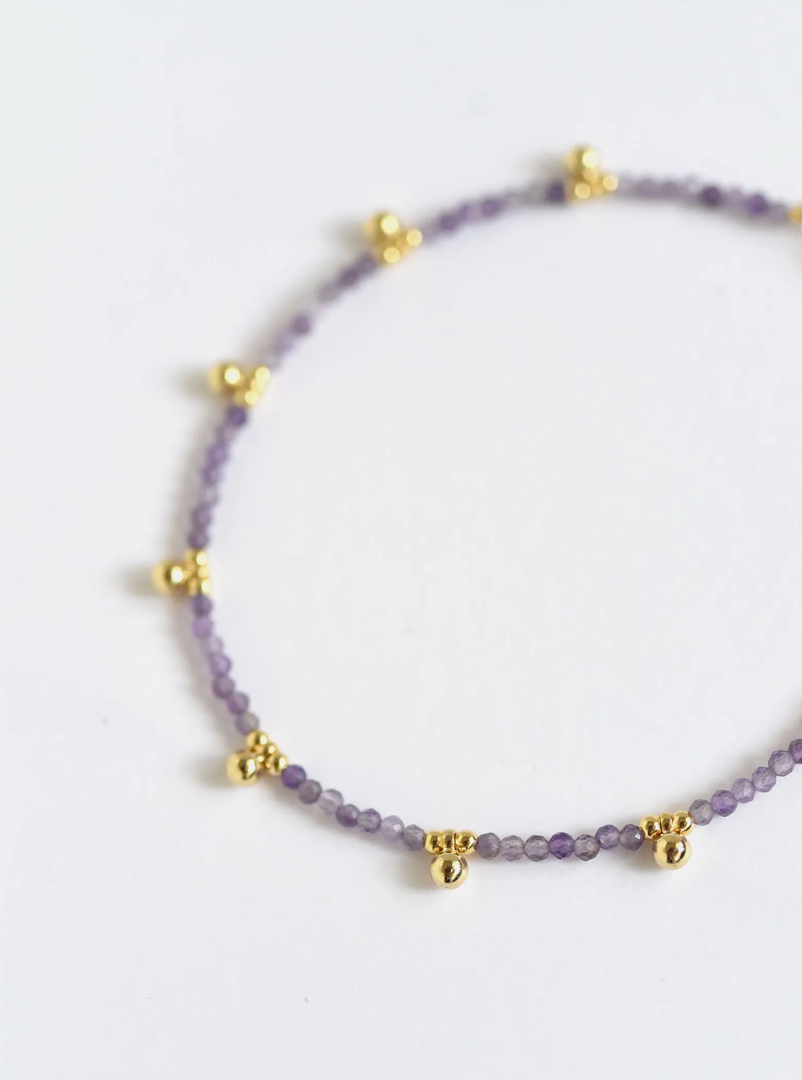 Beaded Anklet Dangling Gemstone