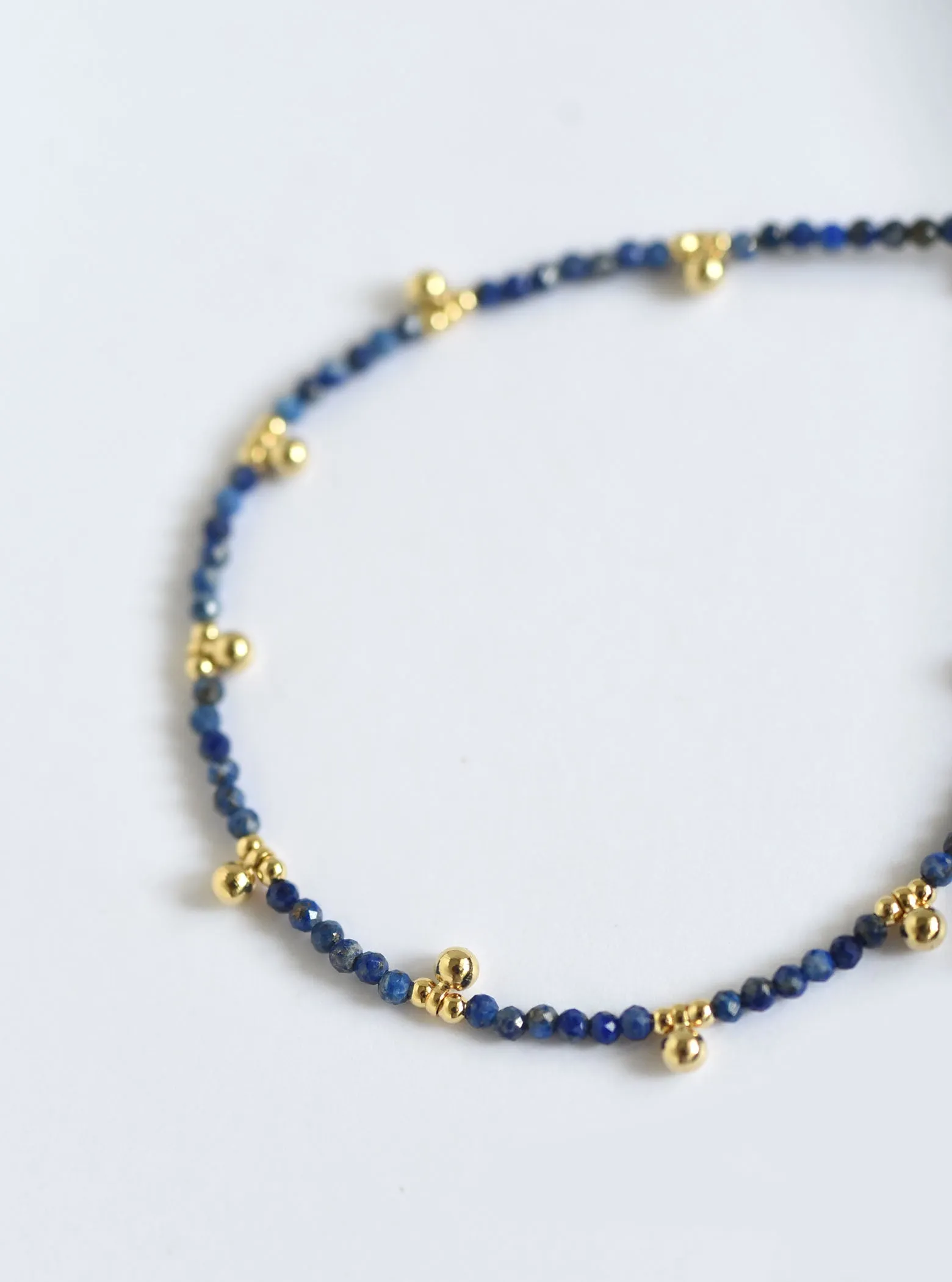 Beaded Anklet Dangling Gemstone