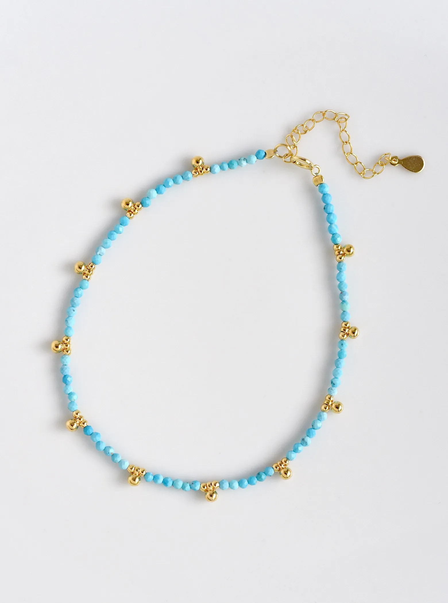 Beaded Anklet Dangling Gemstone