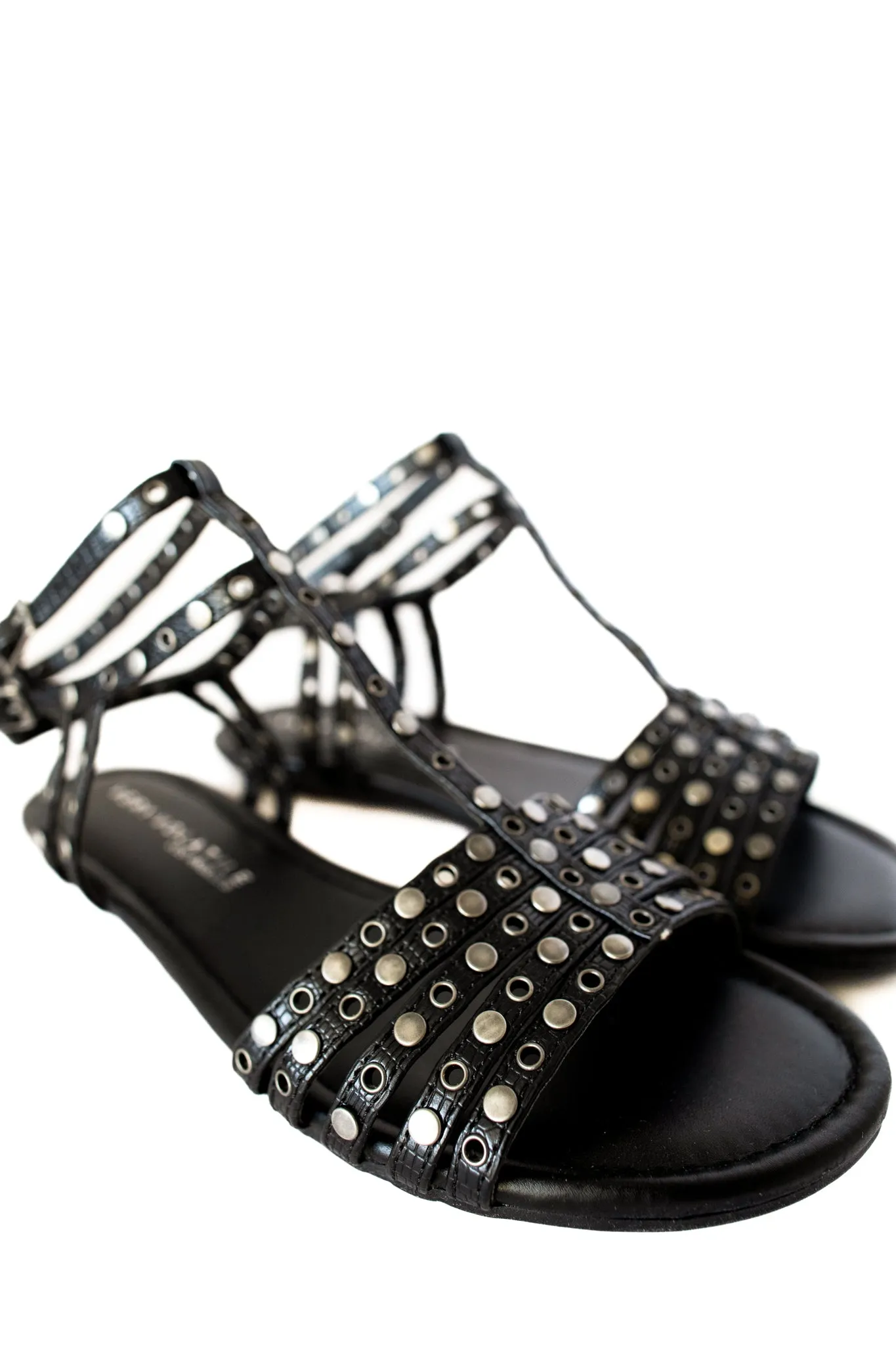 Bryn Studded Sandals in Black