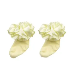 Caramelo Kids Lemon Ruffle Ribbon Socks