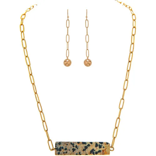 Chain Dalmation Jasper Necklace and Earring Set