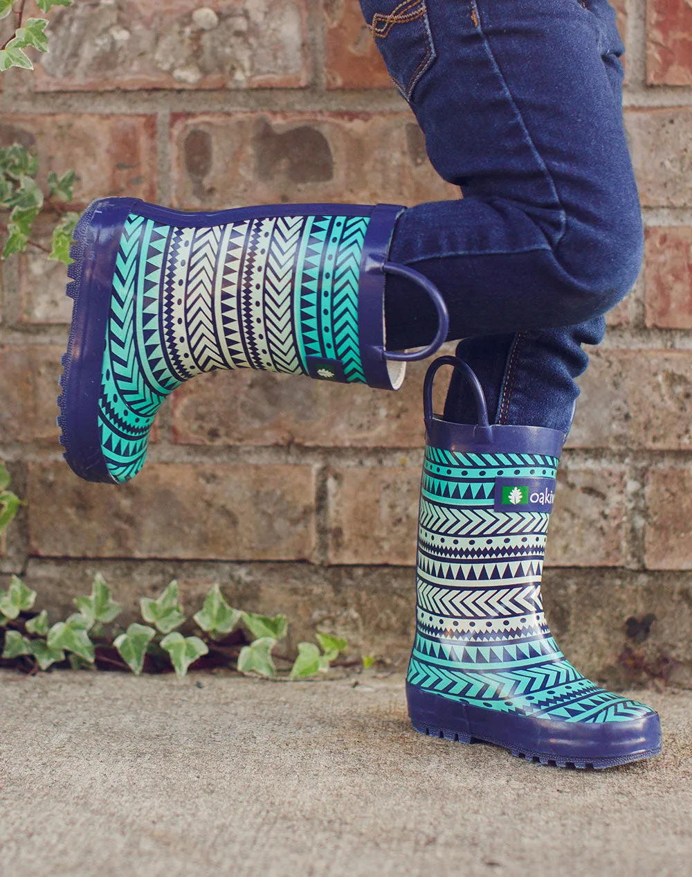 CHILDREN’S RUBBER RAIN BOOTS, TRIBAL