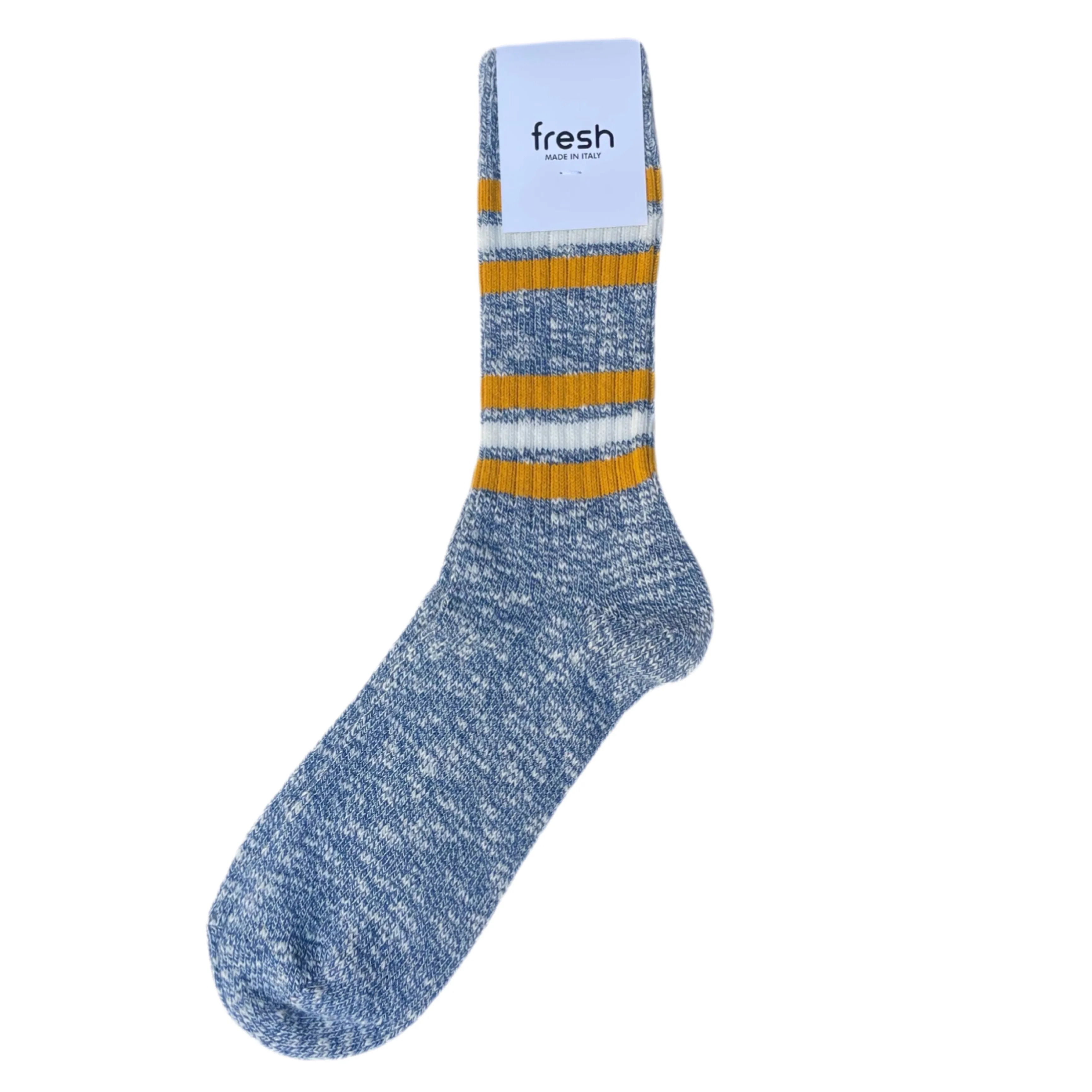 FRESH College Mid-Calf Lenght Socks in Denim White Yellow