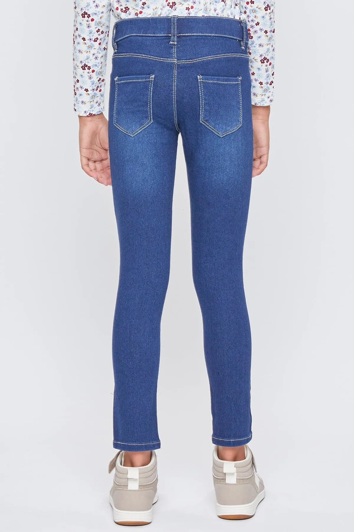 Girls Faux Front Pull-On Skinny Jeans