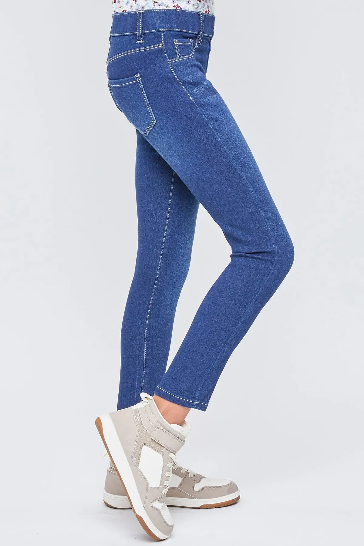 Girls Faux Front Pull-On Skinny Jeans