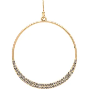 Gold Hem Pave Crystal Circle Earrings