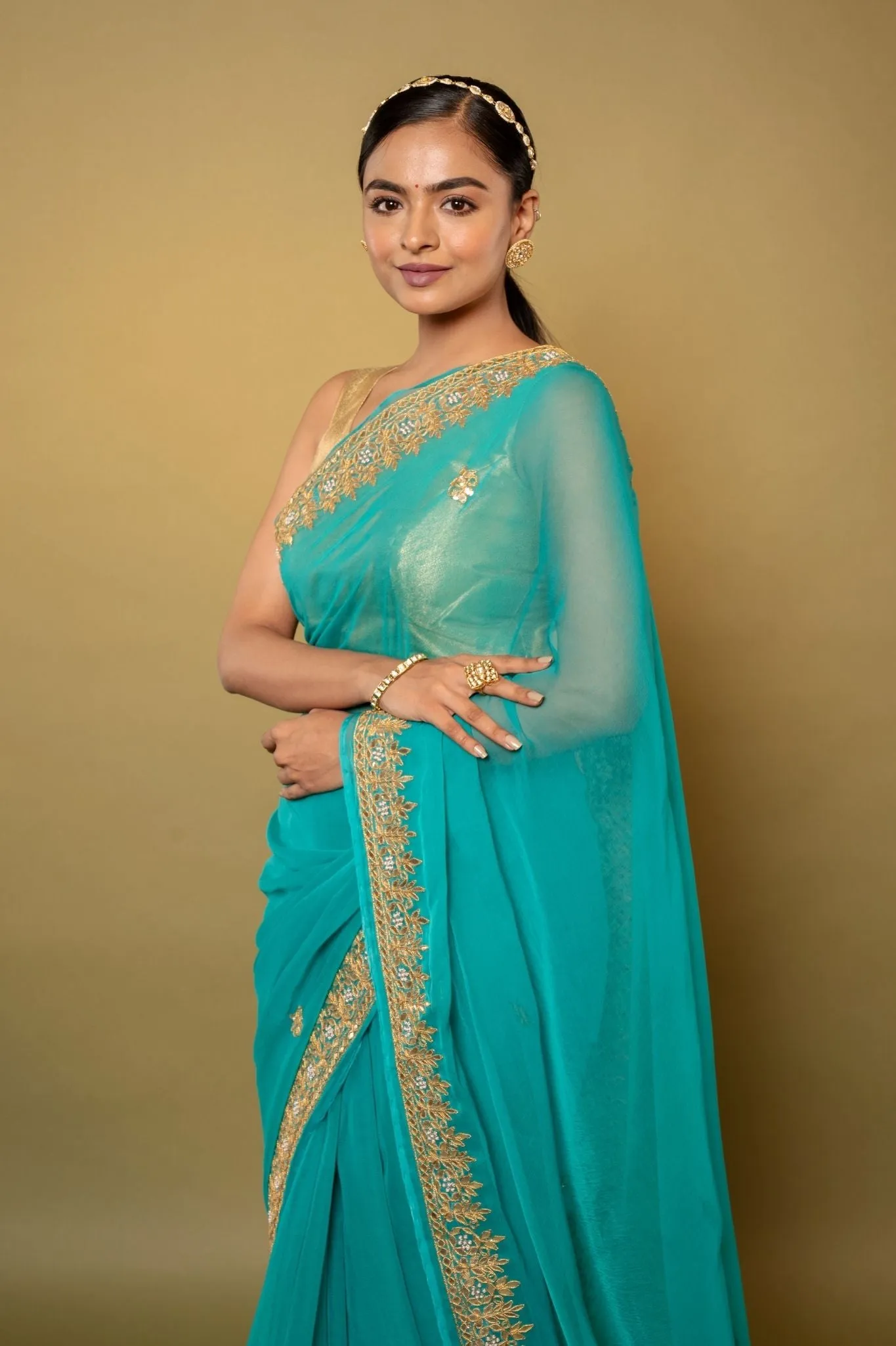 Gotapatti work Chiffon Saree