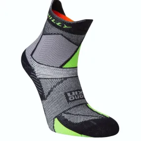 Hilly Marathon Fresh Anklet Med - Black/Grey/Lime Green