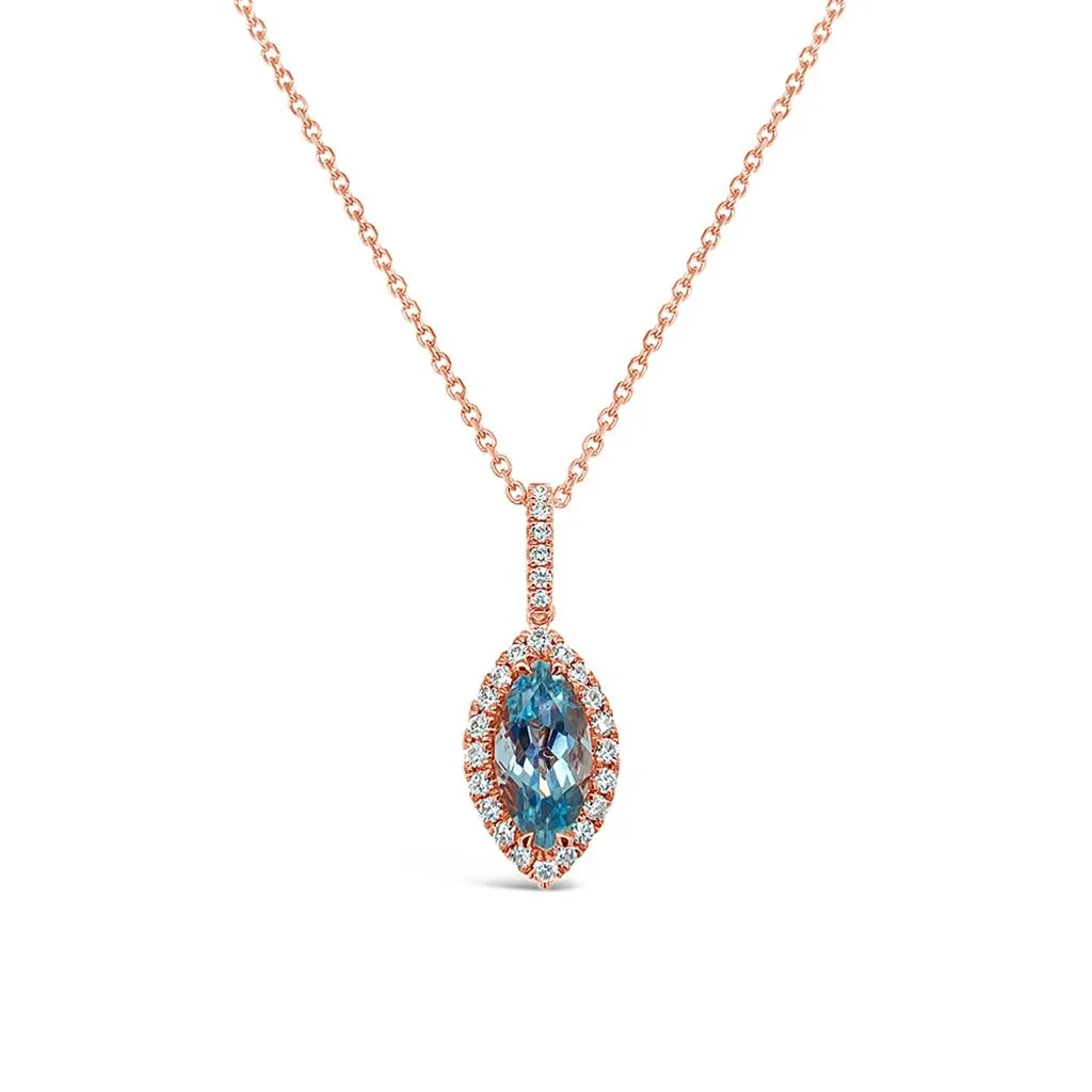 Irisa by Martin Binder Marquise Aquamarine & Diamond Halo Necklace