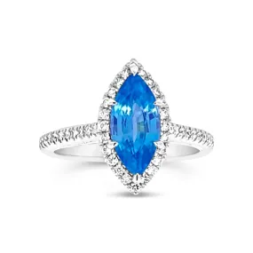 Irisa by Martin Binder Marquise Blue Zircon & Diamond Halo Ring