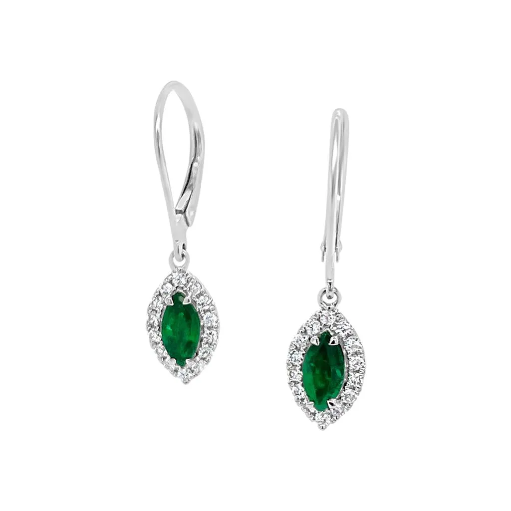 Irisa by Martin Binder Marquise Emerald & Diamond Dangle Earrings