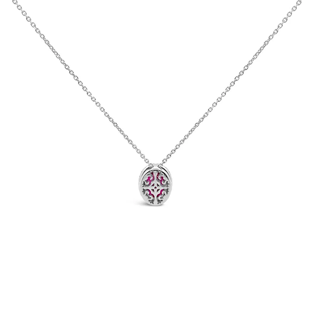 Irisa by Martin Binder Oval Ruby & Diamond Halo Necklace