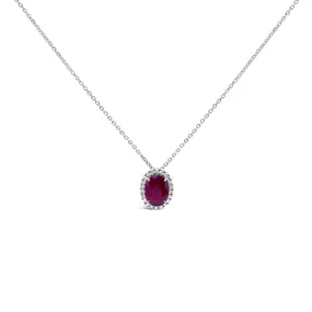 Irisa by Martin Binder Oval Ruby & Diamond Halo Necklace