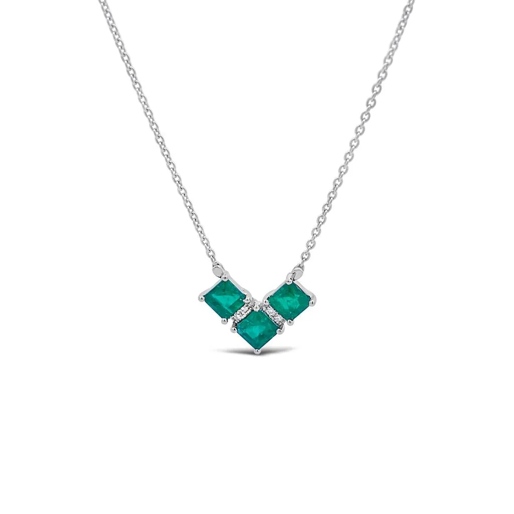 Irisa by Martin Binder Princess Cut Emerald & Diamond Necklace