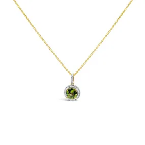 Irisa by Martin Binder Round Peridot & Diamond Halo Necklace