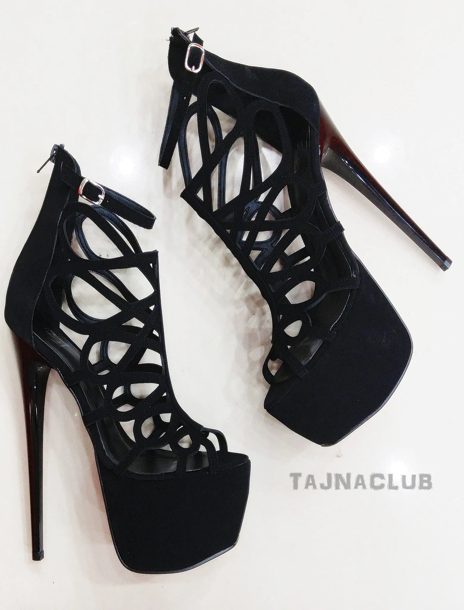 Laser Cut Caged Black Platforms