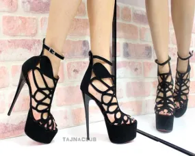 Laser Cut Caged Black Platforms