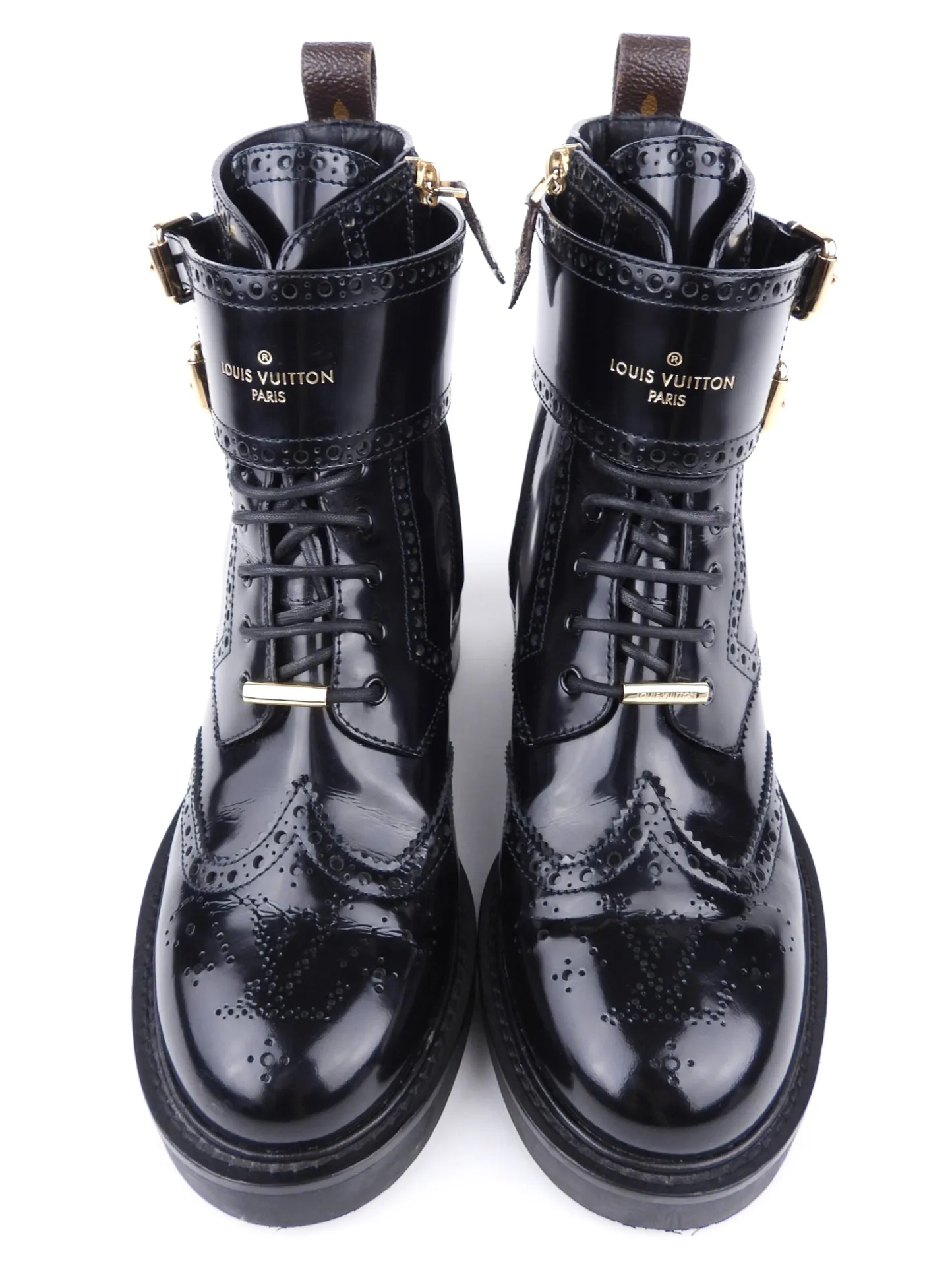 Louis Vuitton Black Glazed Calfskin Midtown Ankle Boot - 36