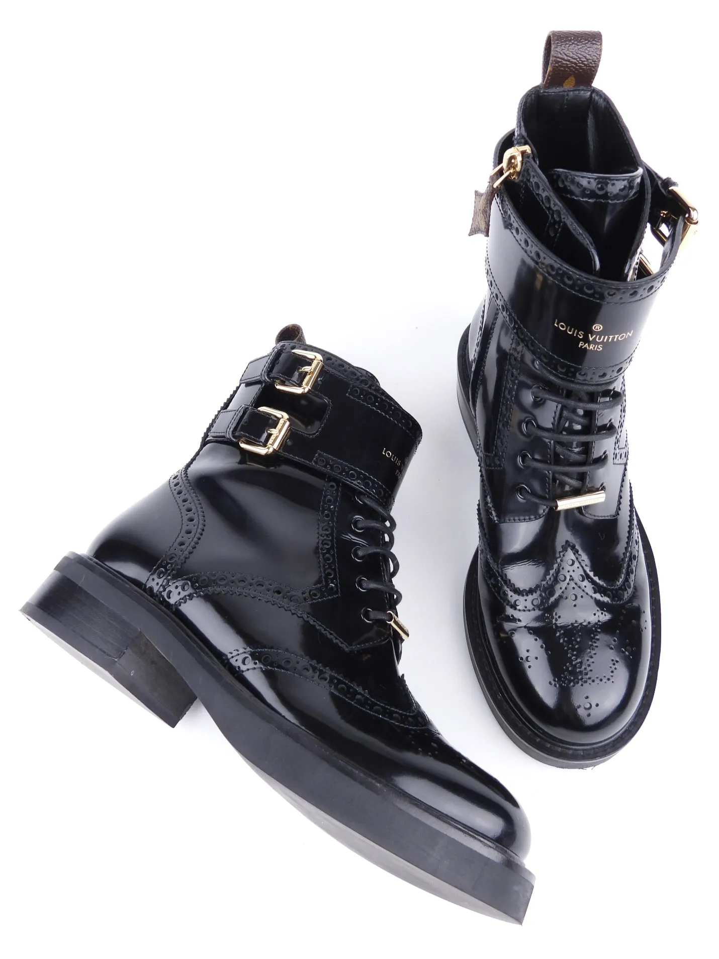 Louis Vuitton Black Glazed Calfskin Midtown Ankle Boot - 36