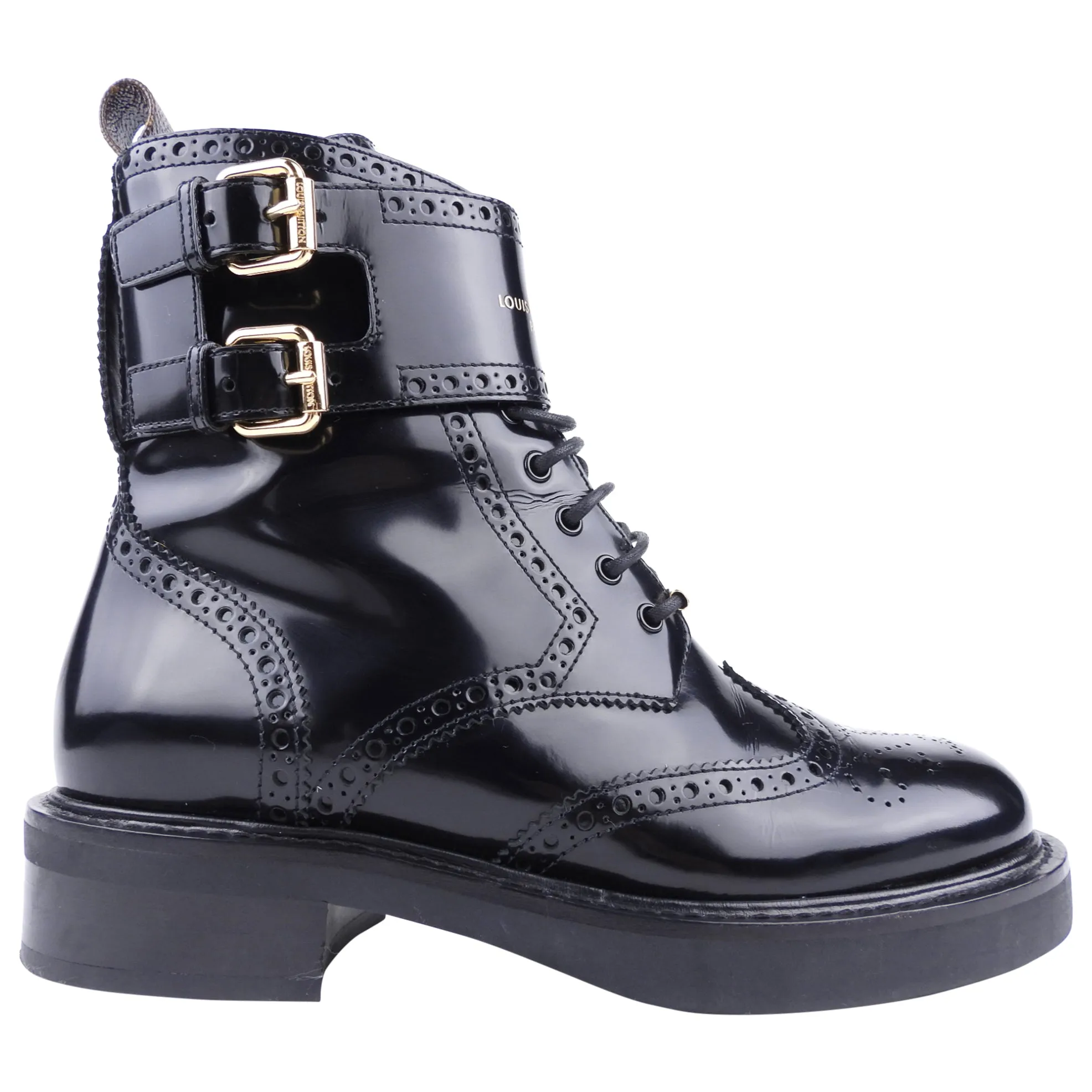 Louis Vuitton Black Glazed Calfskin Midtown Ankle Boot - 36