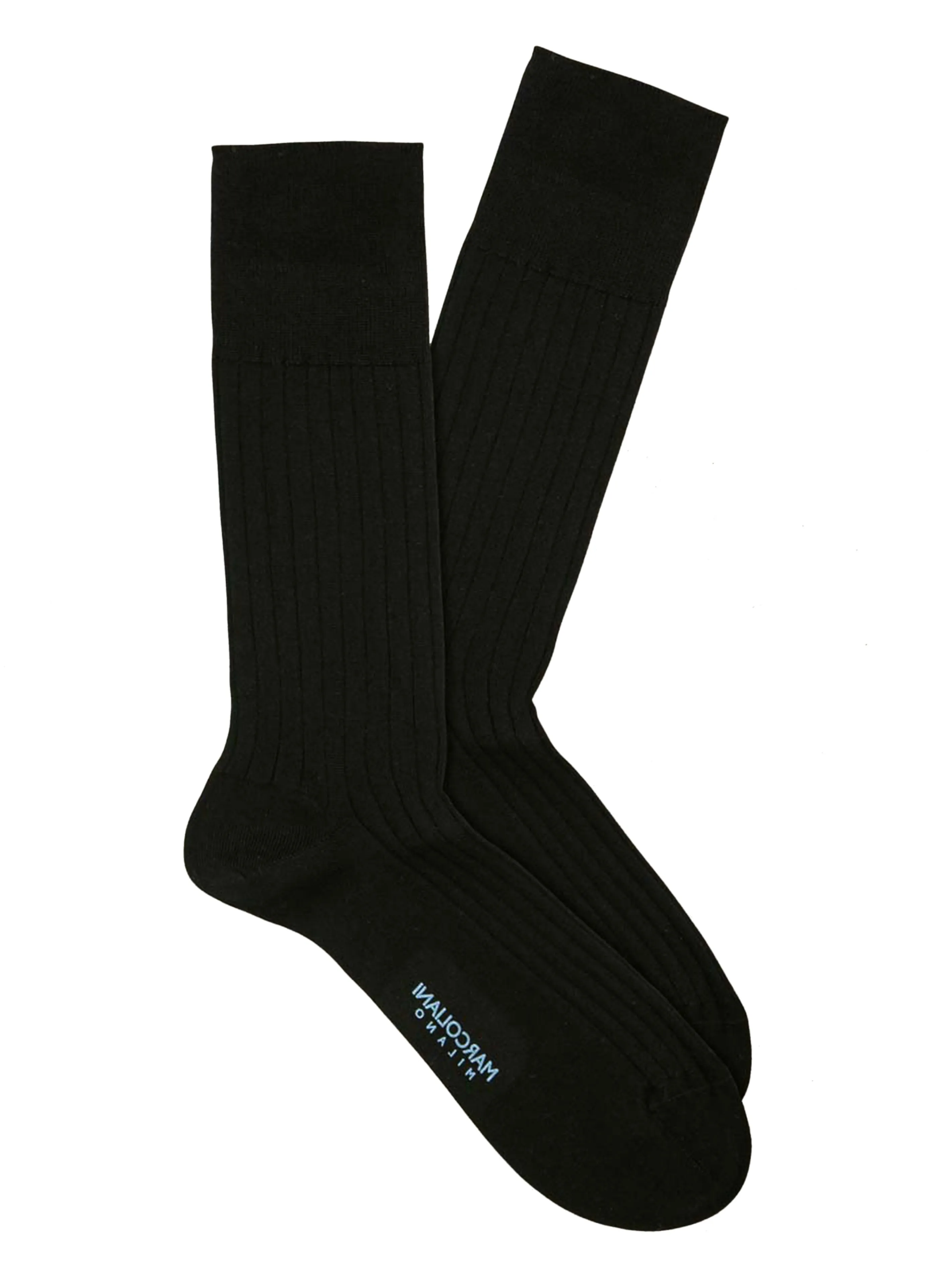 Marcoliani Black Mid Calf Cotton Dress Socks