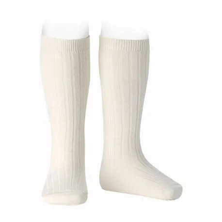 Merino wool-blend rib knee socks BEIGE