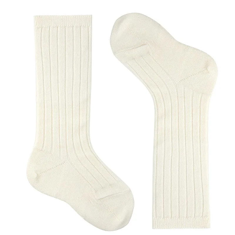 Merino wool-blend rib knee socks BEIGE