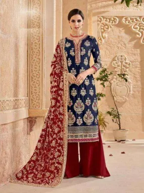 NAVY BLUE HEAVY DUPATTA PARTY WEAR DESIGNER DRESS