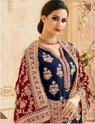 NAVY BLUE HEAVY DUPATTA PARTY WEAR DESIGNER DRESS