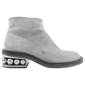 Nicholas Kirkwood Grey Suede Pearl Heel Ankle Boot - 37.5 / 7.5