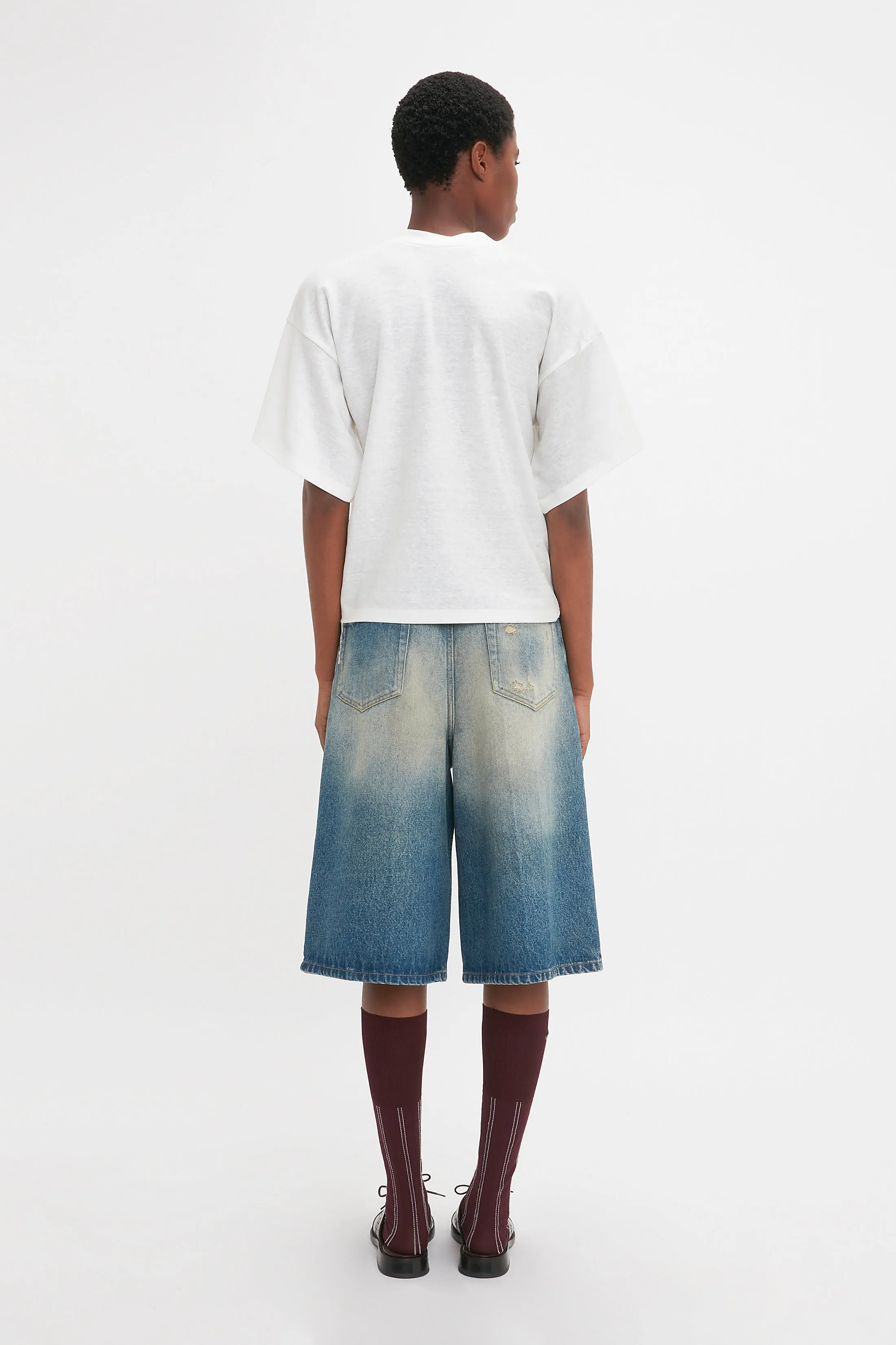 Oversized Bermuda Short In Antique Indigo Wash