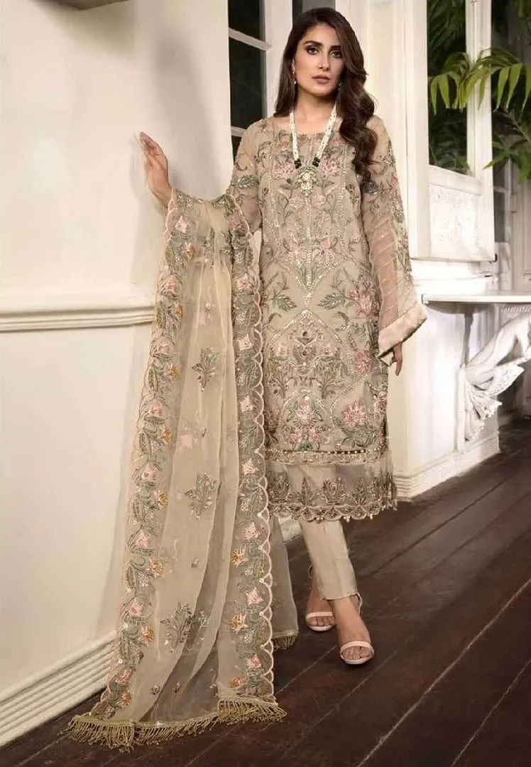 Pale Brown Heavy Embroidered Pakistani Style Suit