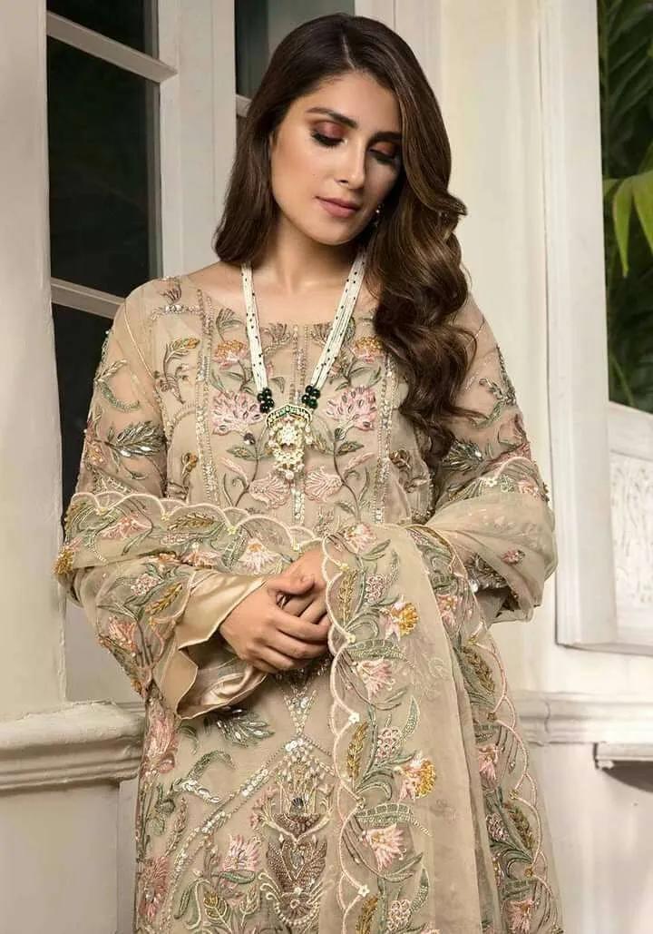 Pale Brown Heavy Embroidered Pakistani Style Suit