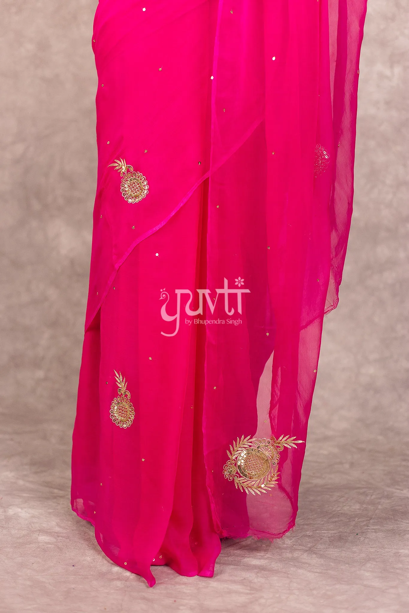 Pink Chiffon Saree