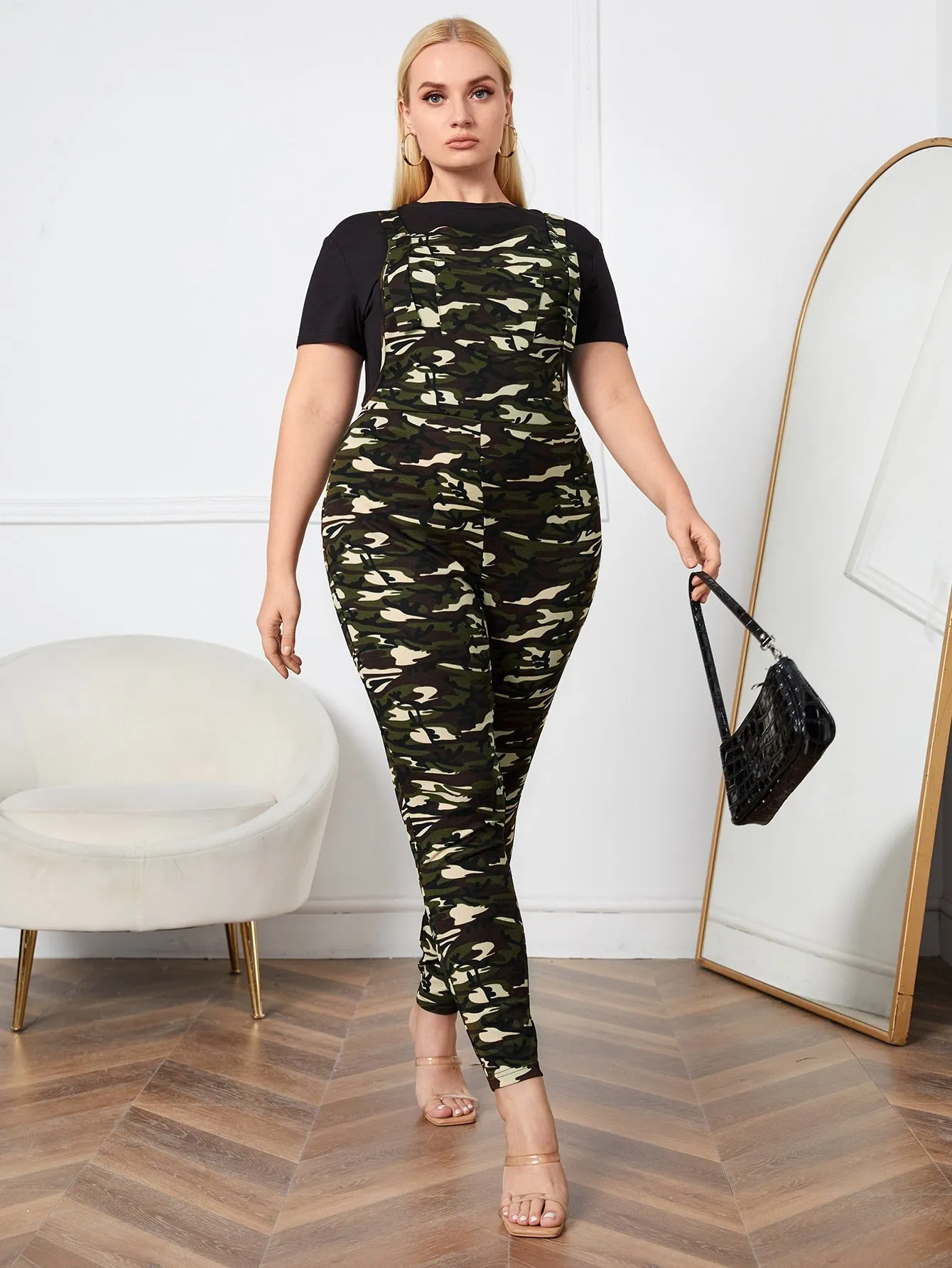 Plus 1pc Camo Print Jumpsuit